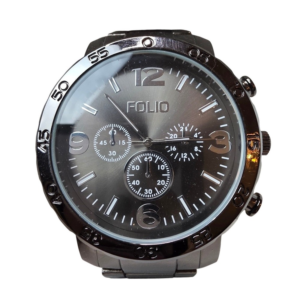 Folio Mens Gunmetal Grey Chronograph Style Watch FMDMSG074 Japan Movt